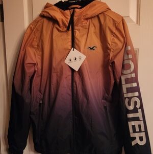 NEW HOLLISTER MENS FAUX FUR LINED ALL WEATHER JACKETYELLOW TO BLACK OMBRE SMALL